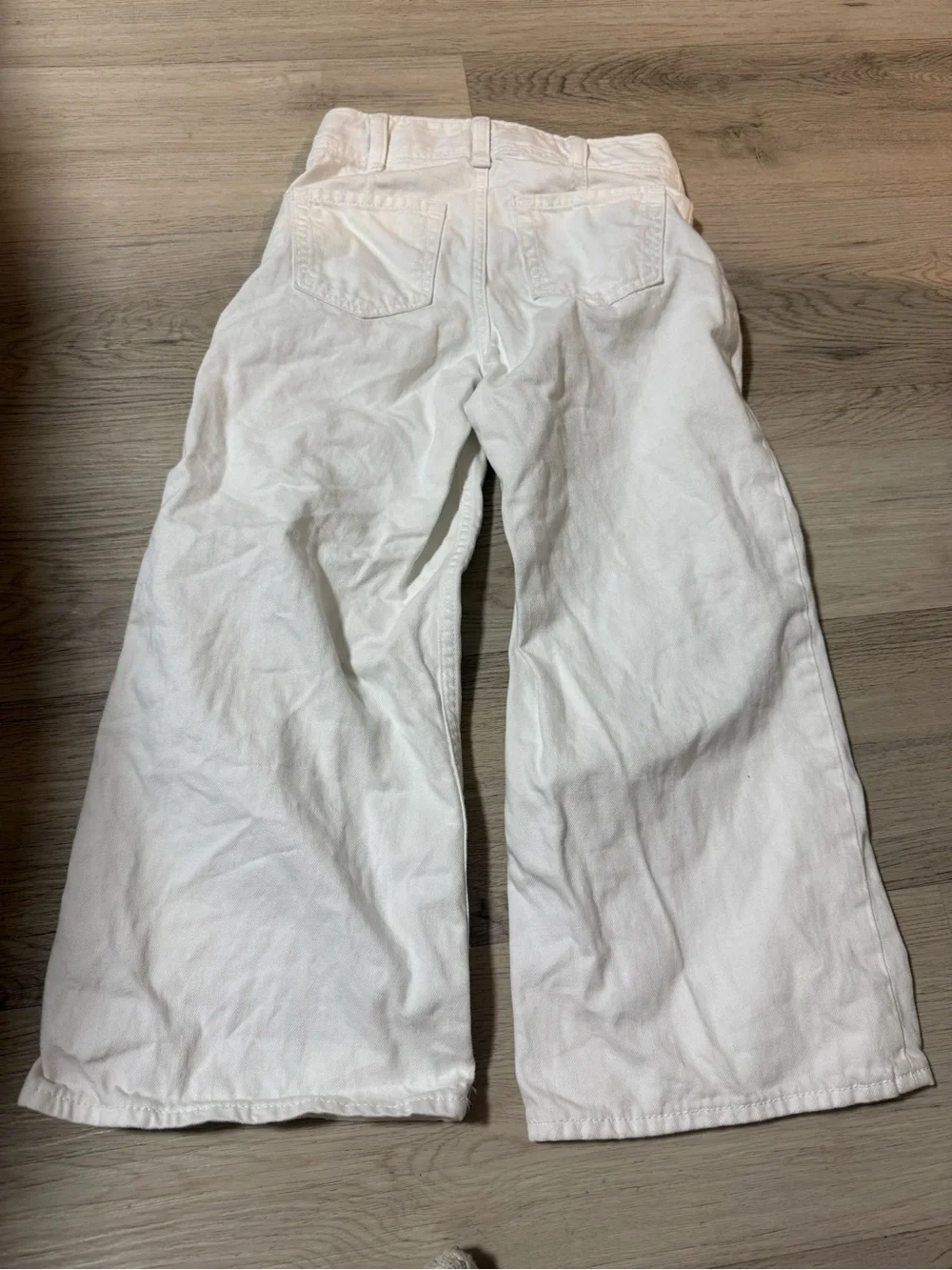 Gap Kids High Rise Stride Wide Angle Jeans White Denim Girls Size 8